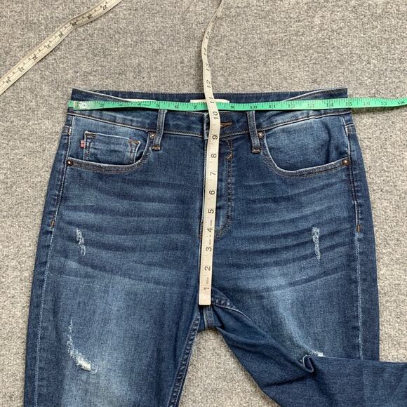 Vigoss Jeans Womens 29 Blue Jagger Skinny Distressed Raw Hem Skinny Stretch - Picture 5 of 10